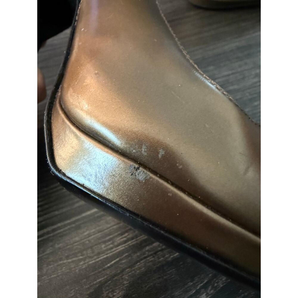 Prada Metallic Bronze Leather Slingback Pumps Sz. 36 (COA) - Picture 4 of 9